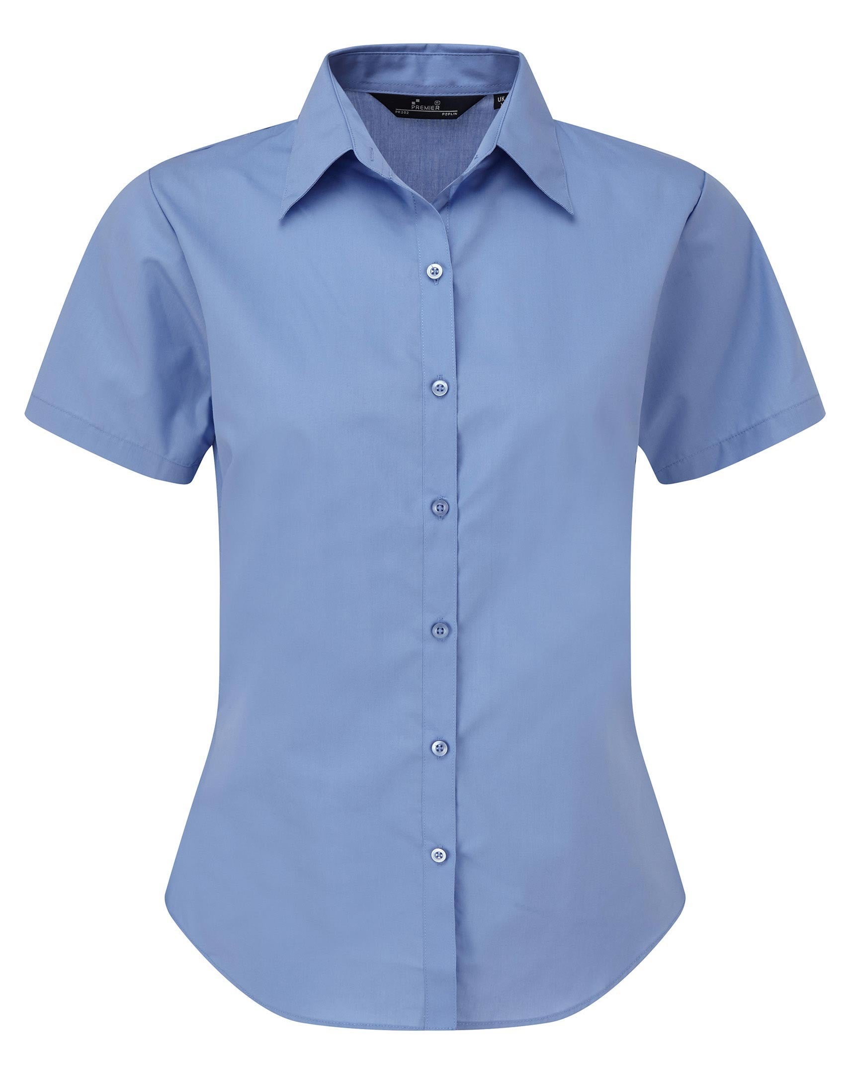 Ladies Poplin Short Sleeve Blouse | MID BLUE